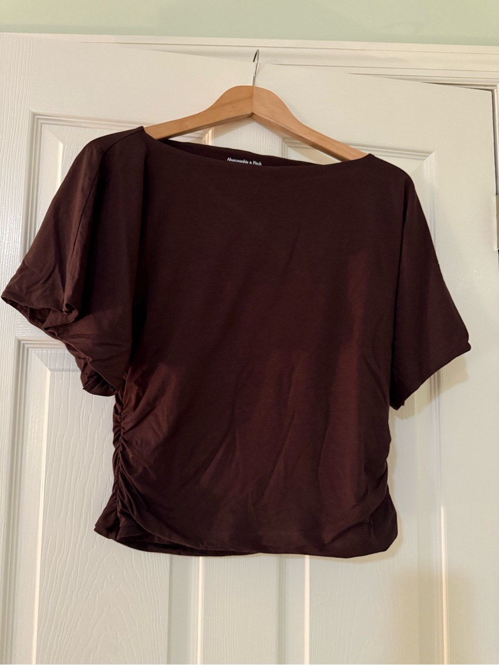Women’s Short-Sleeve Flutter Sleeve Slash Top - Dark Coffee